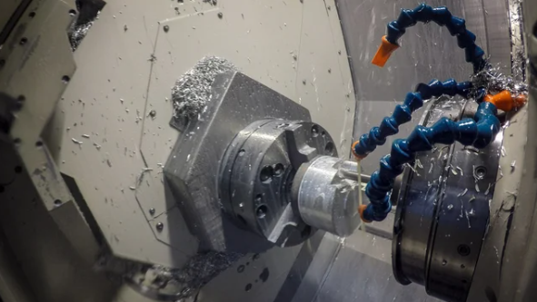 CNC machining of aluminum engine piston