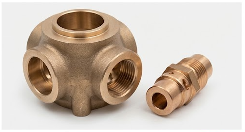 custom c95400 aluminum bronze parts alongside turned phosphor bronze electrical fittings