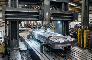 heavy duty gantry mill performing precision CNC machining of large parts